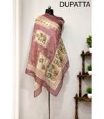 Mauve Jute Madhubani Printed Suit Fabric Set with Jute Madhubani Printed Dupatta - Image 2