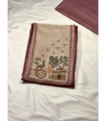 Mauve Jute Madhubani Printed Suit Fabric Set with Jute Madhubani Printed Dupatta - Image 4