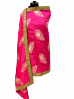 Olive Green Suit Set with Rani Pink Dupatta - Image 2