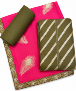 Olive Green Suit Set with Rani Pink Dupatta - Image 3