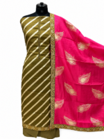 Olive Green Suit Set with Rani Pink Dupatta - Image 5