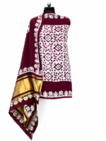 Maroon Maheshwari Batik Print Suit Set with Dupatta - Image 2