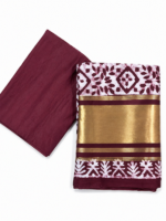 Maroon Maheshwari Batik Print Suit Set with Dupatta - Image 3
