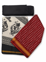 Red Maheshwari Block Print Suit Set with Dupatta - Image 3