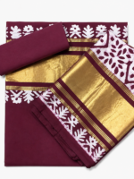 Maroon Maheshwari Batik Print Suit Set with Dupatta - Image 4