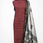 Red Maheshwari Block Print Suit Set with Dupatta