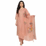 Jacquard Chanderi Silk Suit Set with Dupatta - Image 4